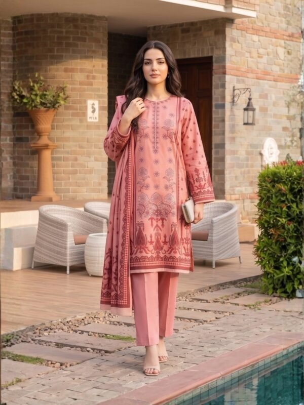 Al Karam Embroidered 3-Piece Suit – Design 07  –  12007