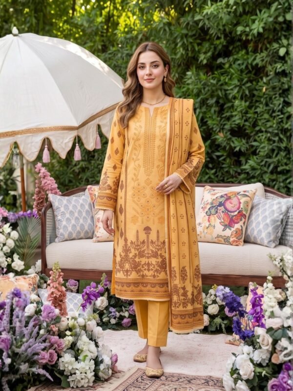 Al Karam Embroidered 3-Piece Suit – Design 01  –  12001
