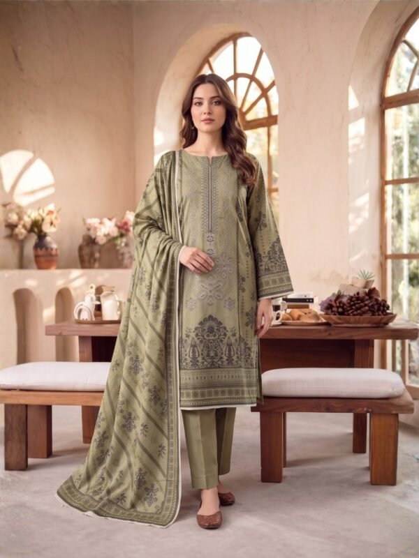 Al Karam Embroidered 3-Piece Suit – Design 10 –  12010