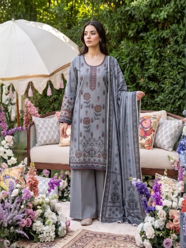 Al Karam Embroidered 3-Piece Suit – Design 03  –  12003