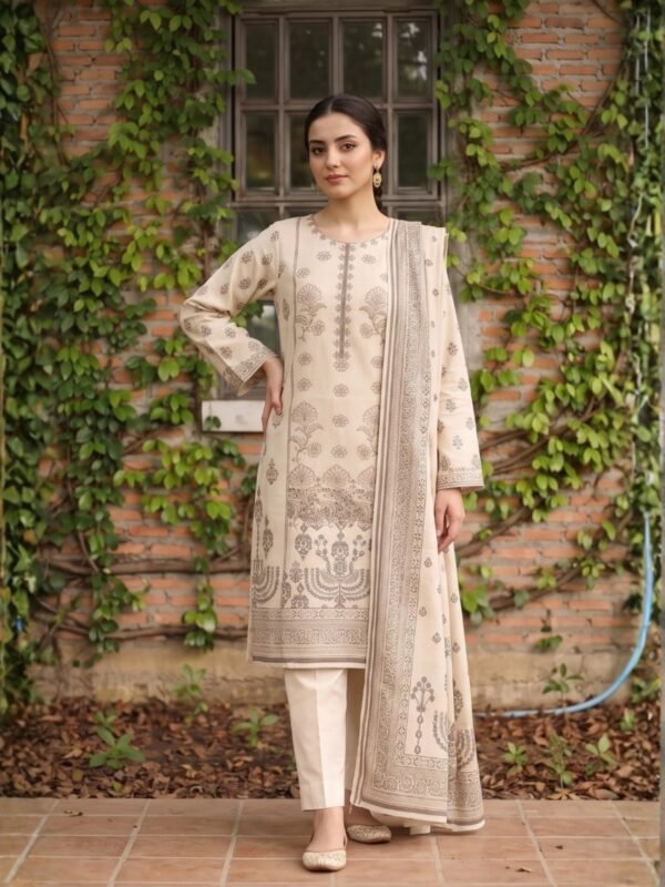 Al Karam Embroidered 3-Piece Suit – Design 05  –  12005