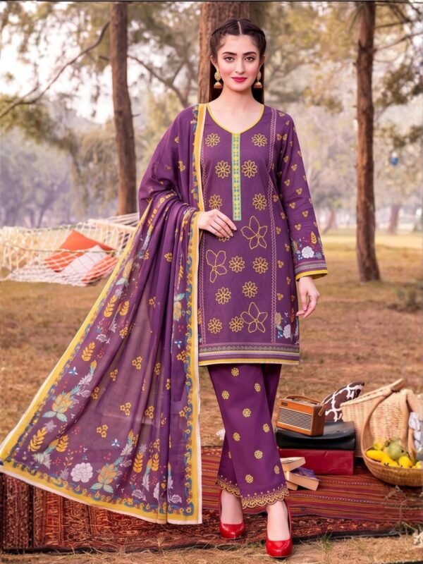 Khaadi Embroidered 3-Piece Suit – Design 04 – 12014